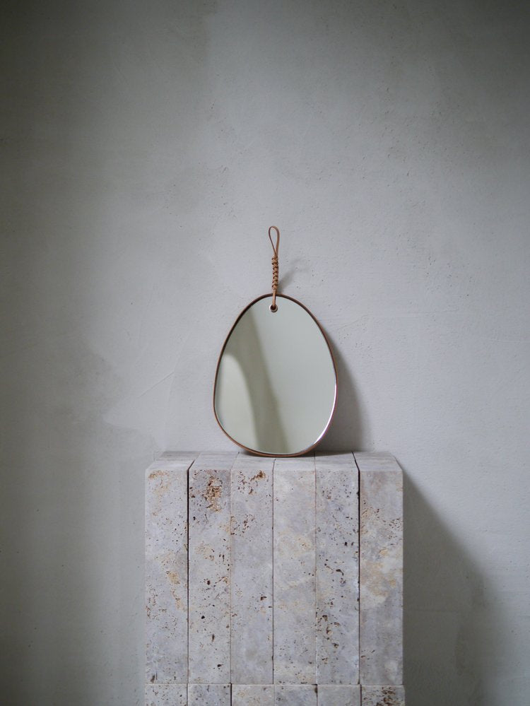 Woven Pebble Mirror 26 | Natural / Chestnut / Black - Tempo