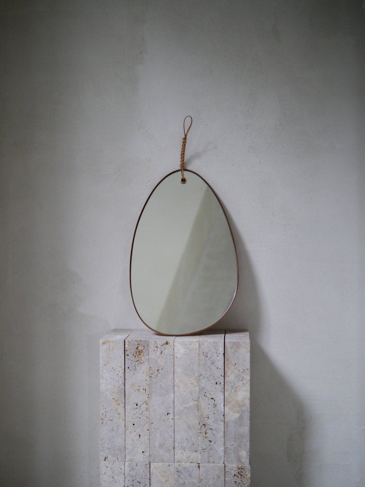 Woven Pebble Mirror 45 | Natural / Chestnut / Black - Tempo