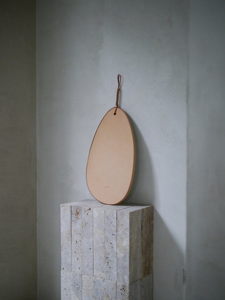 Woven Pebble Mirror 45 | Natural / Chestnut / Black - Tempo