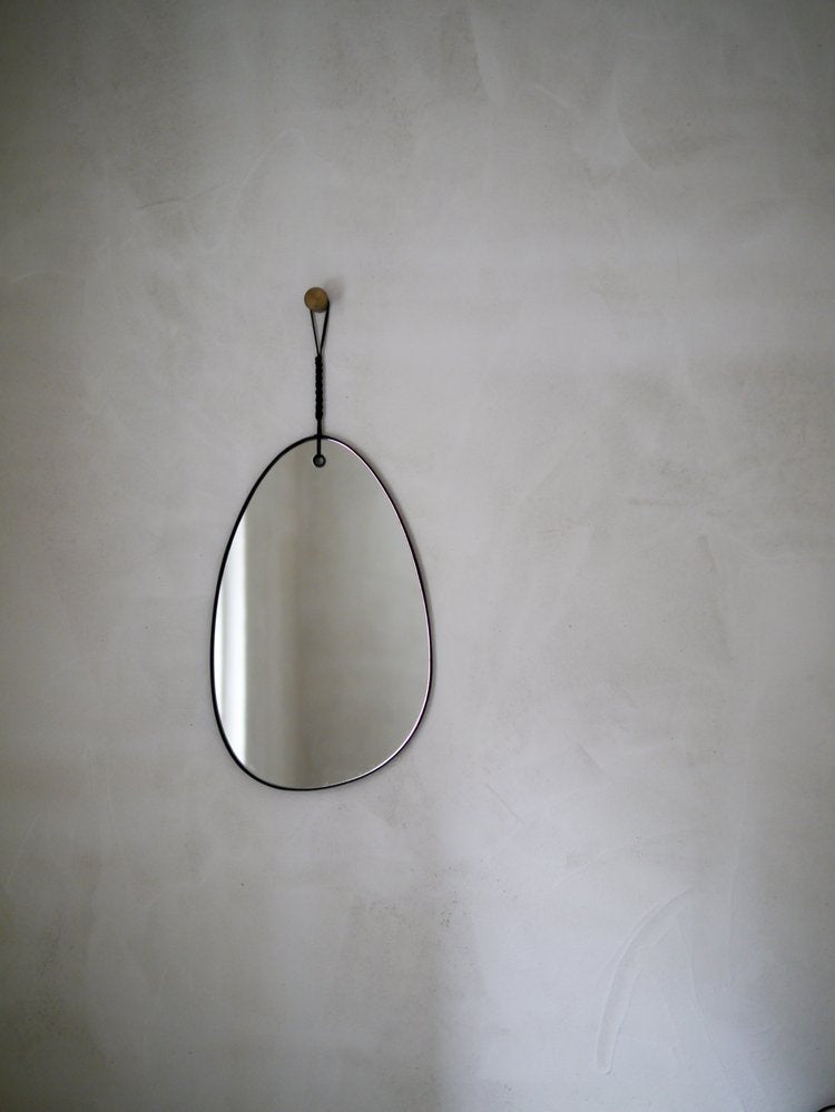 Woven Pebble Mirror 45 | Natural / Chestnut / Black - Tempo