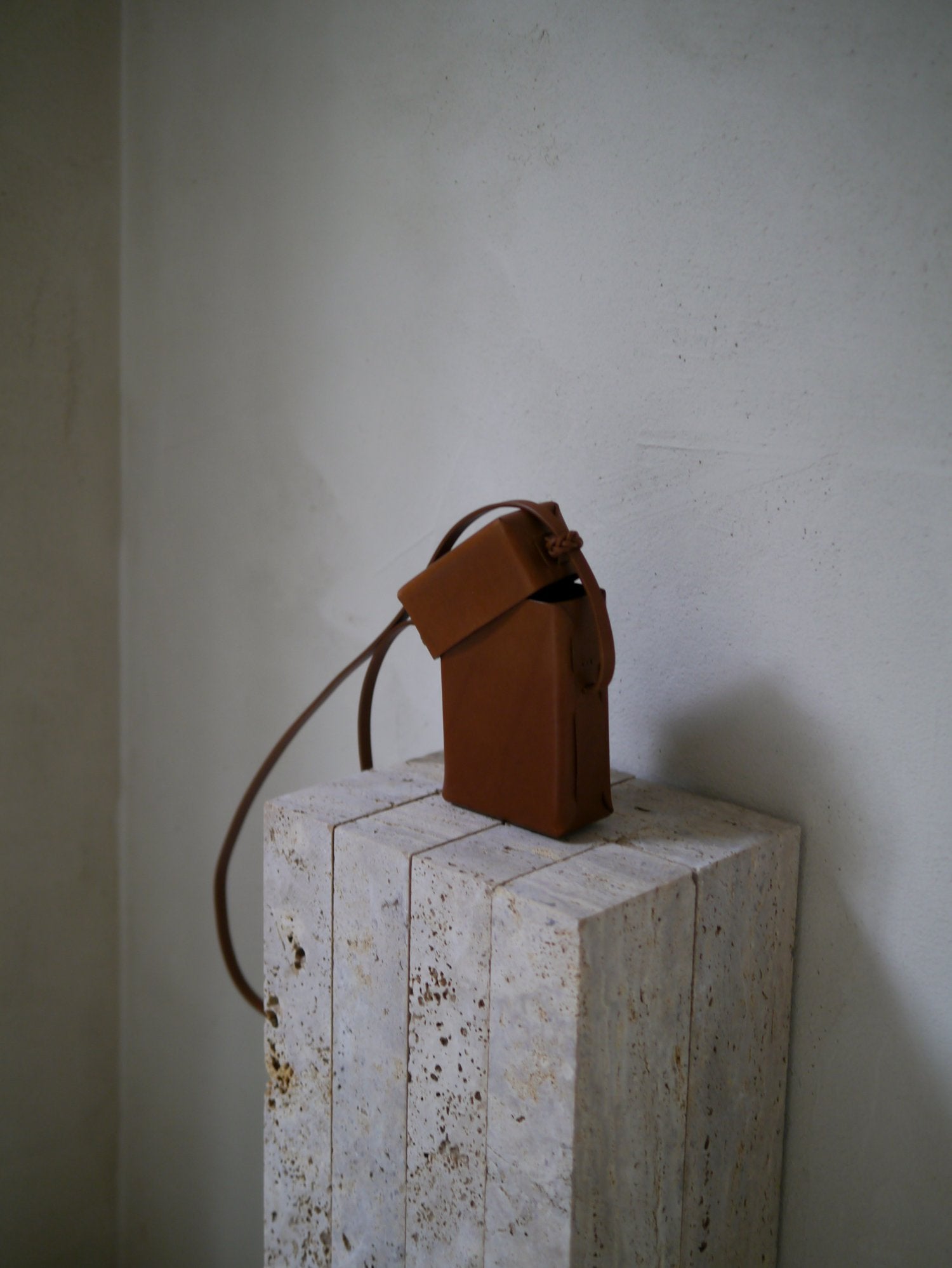 Woven Camera Pouch in Chestnut Dyed Leather