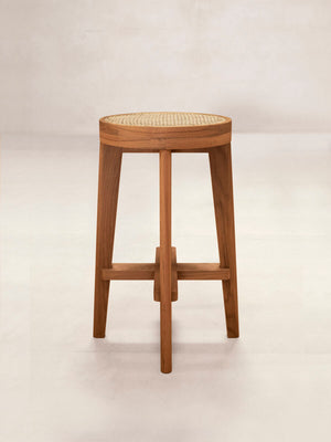 High Stool with Cane Seat