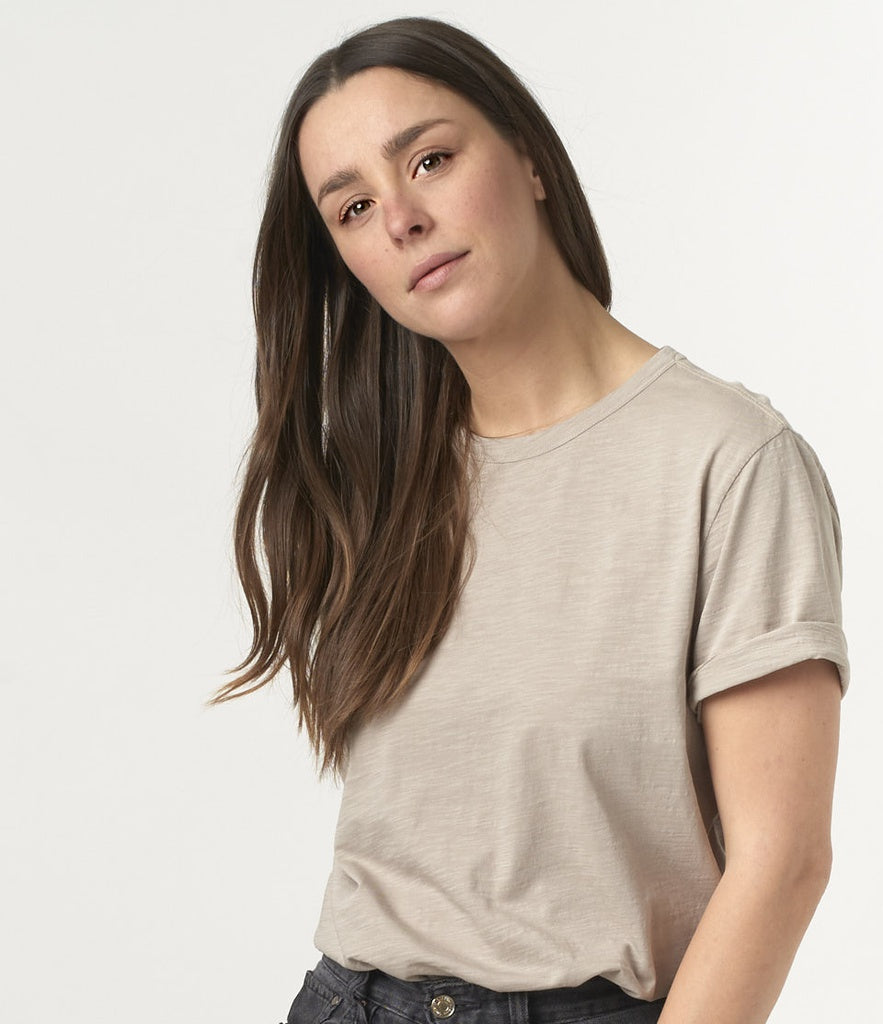 Unisex T-shirt PIMA SLUB cotton 4.9oz Relaxed Fit in Greige SCT04