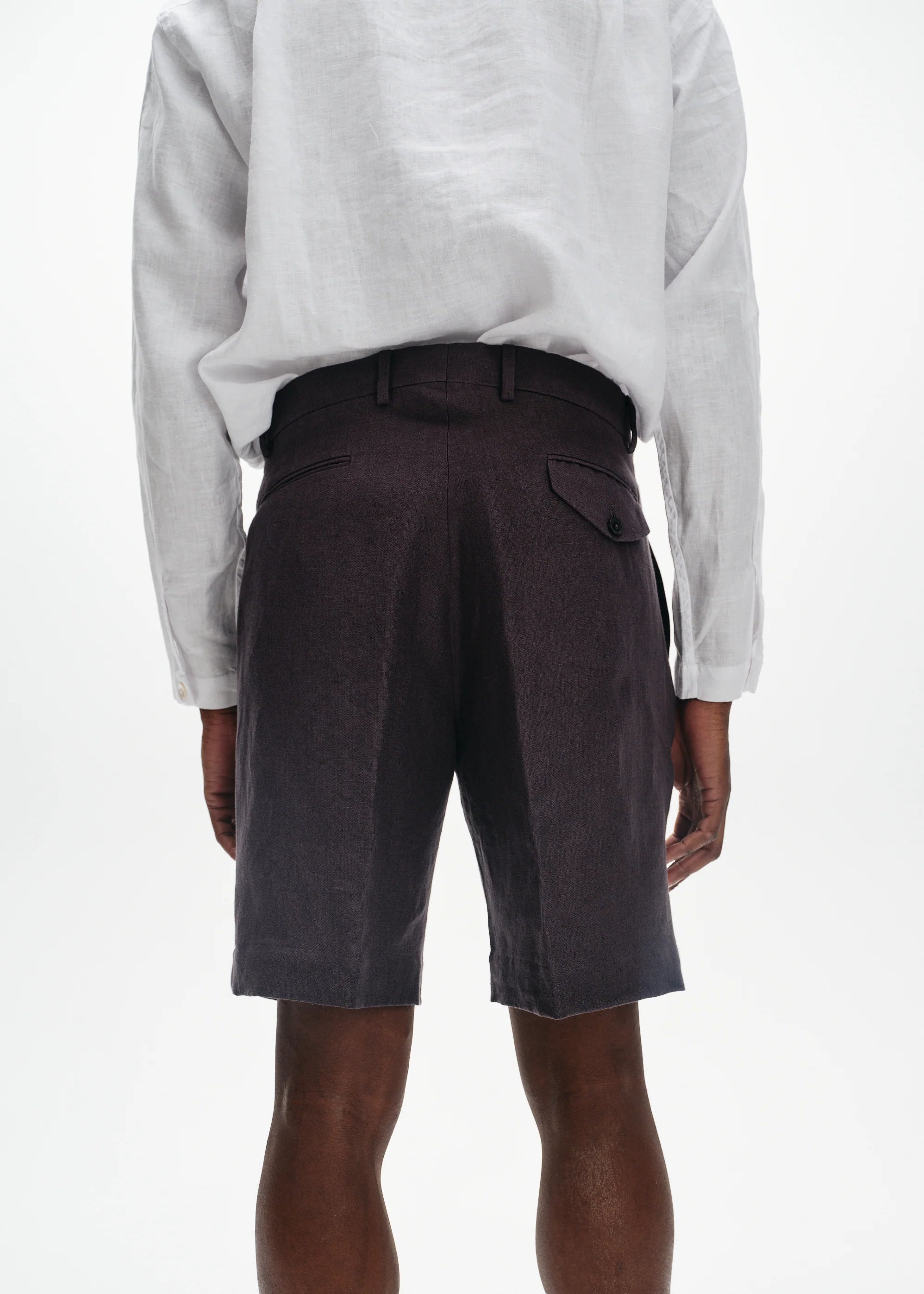 Linen Tailored Shorts | Teal Grey - Tempo
