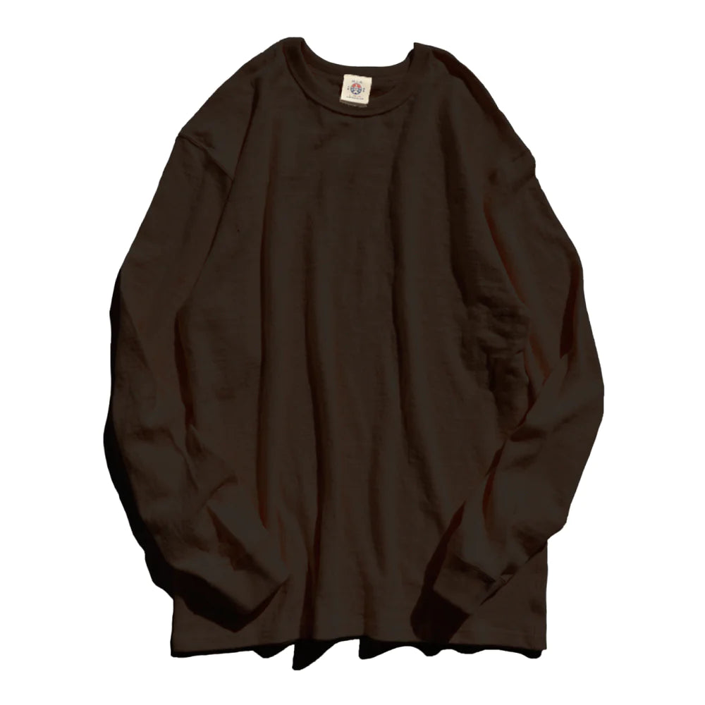 16oz Japanese Organic Cotton Long-Sleeve T-Shirt Hand-Dyed with Chestnut - Dark Kuri