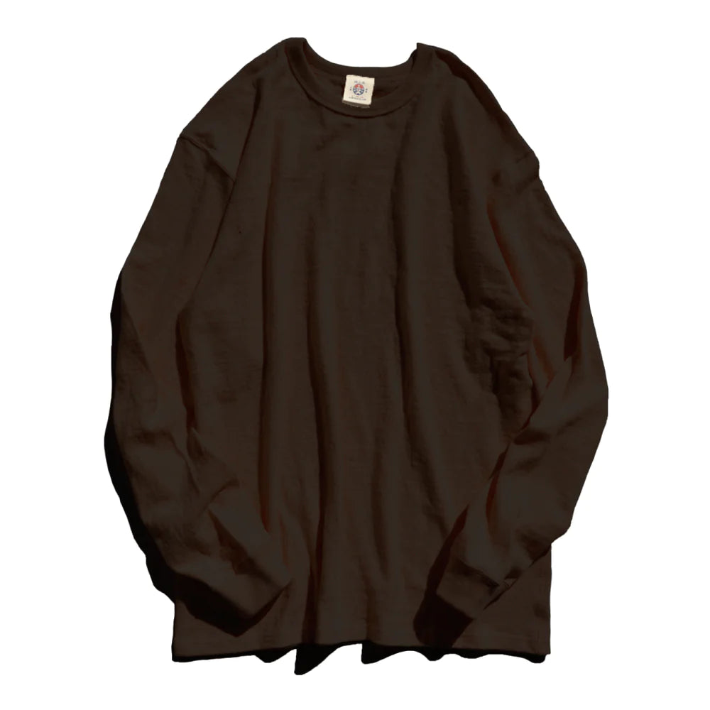 16oz Japanese Organic Cotton Long-Sleeve T-Shirt Hand-Dyed with Chestnut - Dark Kuri - Tempo