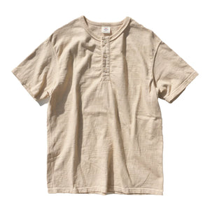 16oz Japanese Organic Cotton Henley Hand-Dyed in Chestnut - Light Kuri - Tempo