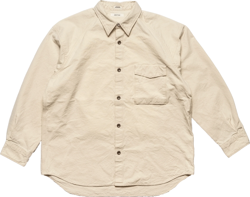 SEUVAS - Kurashiki Hampu 8oz Natural Canvas Raglan Shirt - Tempo