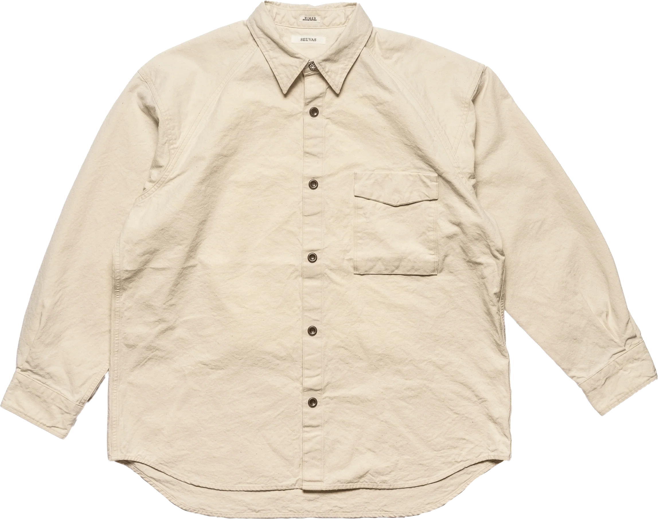 SEUVAS - Kurashiki Hampu 8oz Natural Canvas Raglan Shirt - Tempo