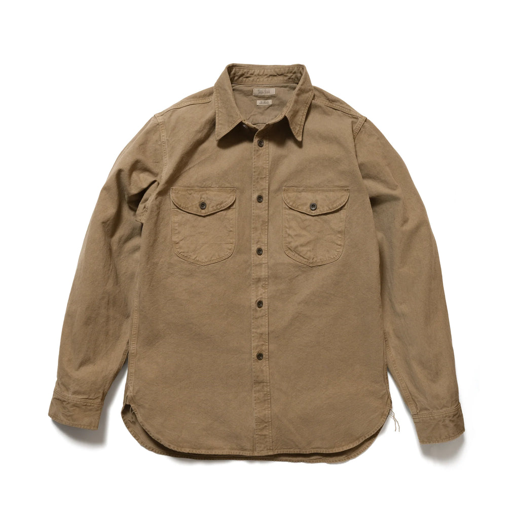 SEUVAS - Coffee Dyed 8oz Kurashiki Hampu Double Flap Pocket Shirt - Tempo