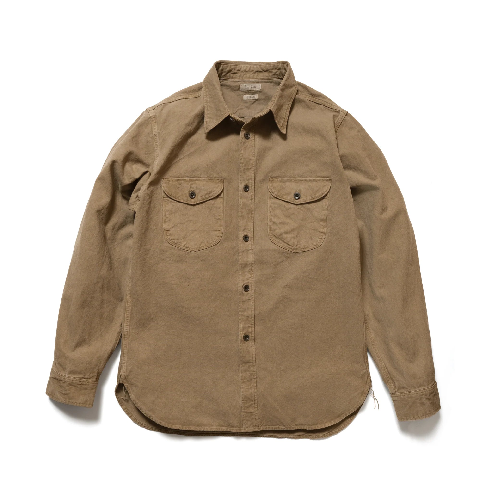 SEUVAS - Coffee Dyed 8oz Kurashiki Hampu Double Flap Pocket Shirt - Tempo
