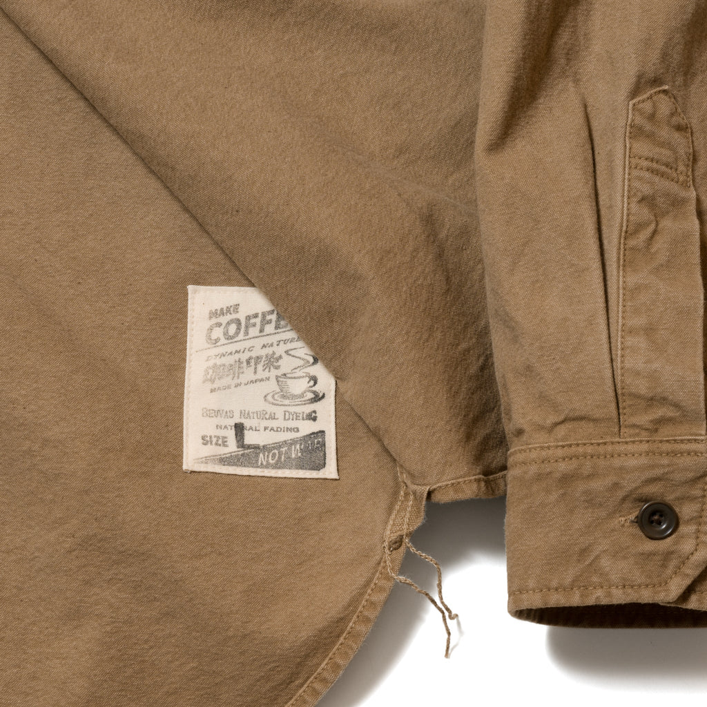 SEUVAS - Coffee Dyed 8oz Kurashiki Hampu Double Flap Pocket Shirt - Tempo