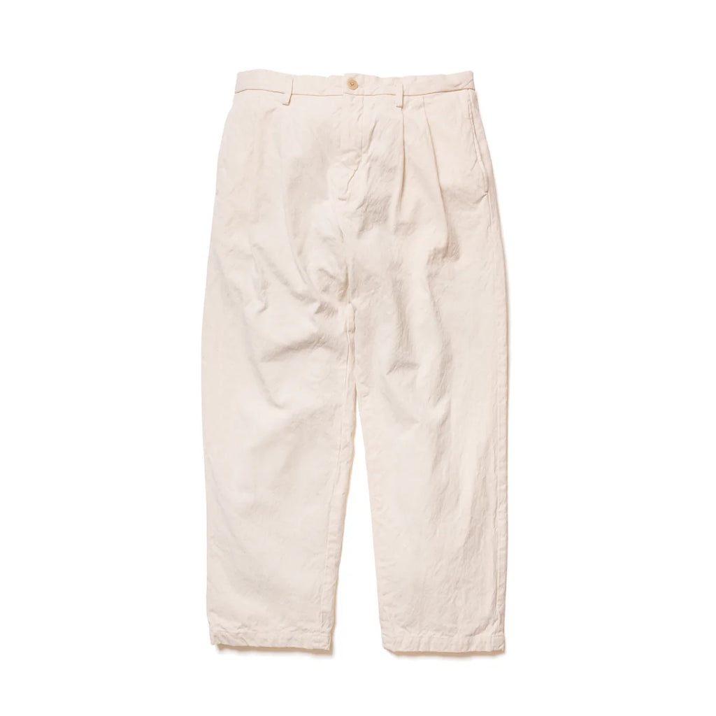 SEUVAS - Natural 10oz Kurashiki Hampu Two-Tuck Relaxed Tapered Trousers - Tempo