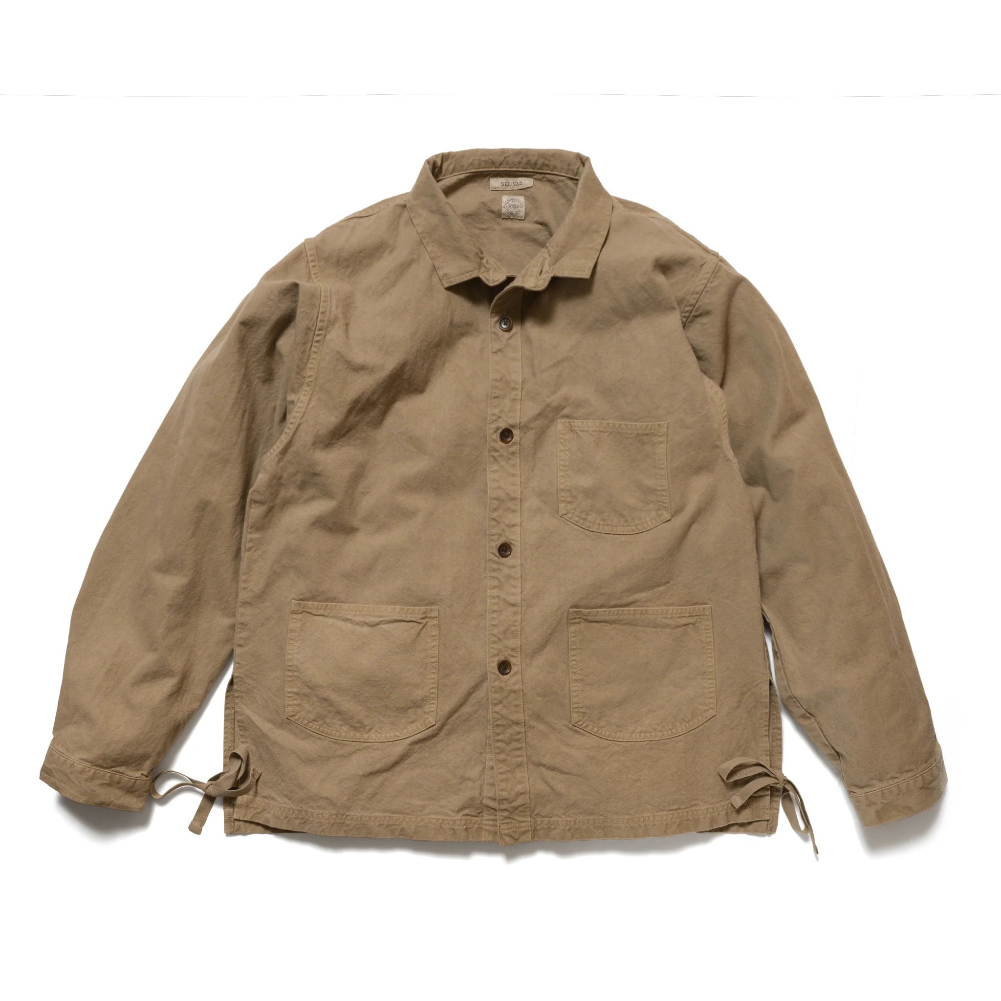 SEUVAS - Coffee Dyed 8oz Kurashiki Hampu Wing Collar Shirt Jacket - Tempo