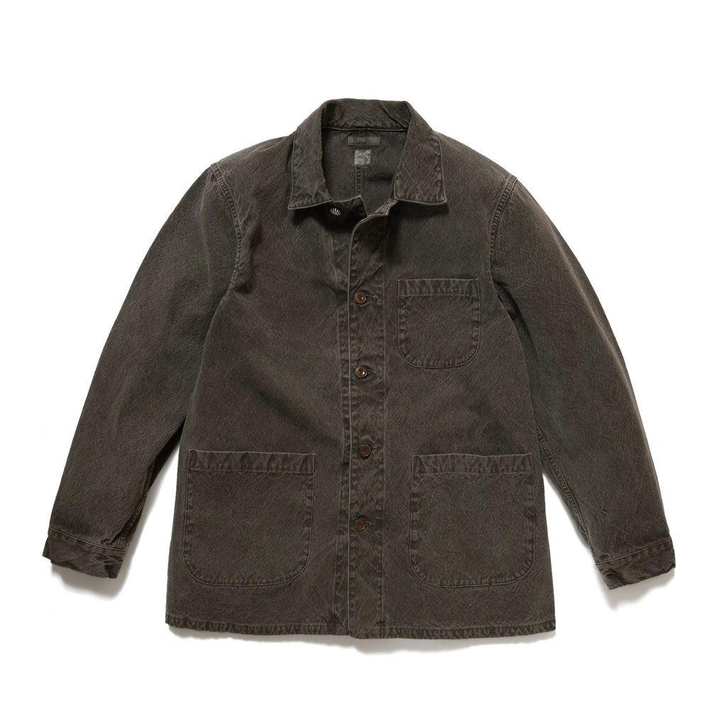 SEUVAS - Binchotan Charcoal Dyed Black 10oz Kurashiki Hampu Canvas Coverall - Tempo