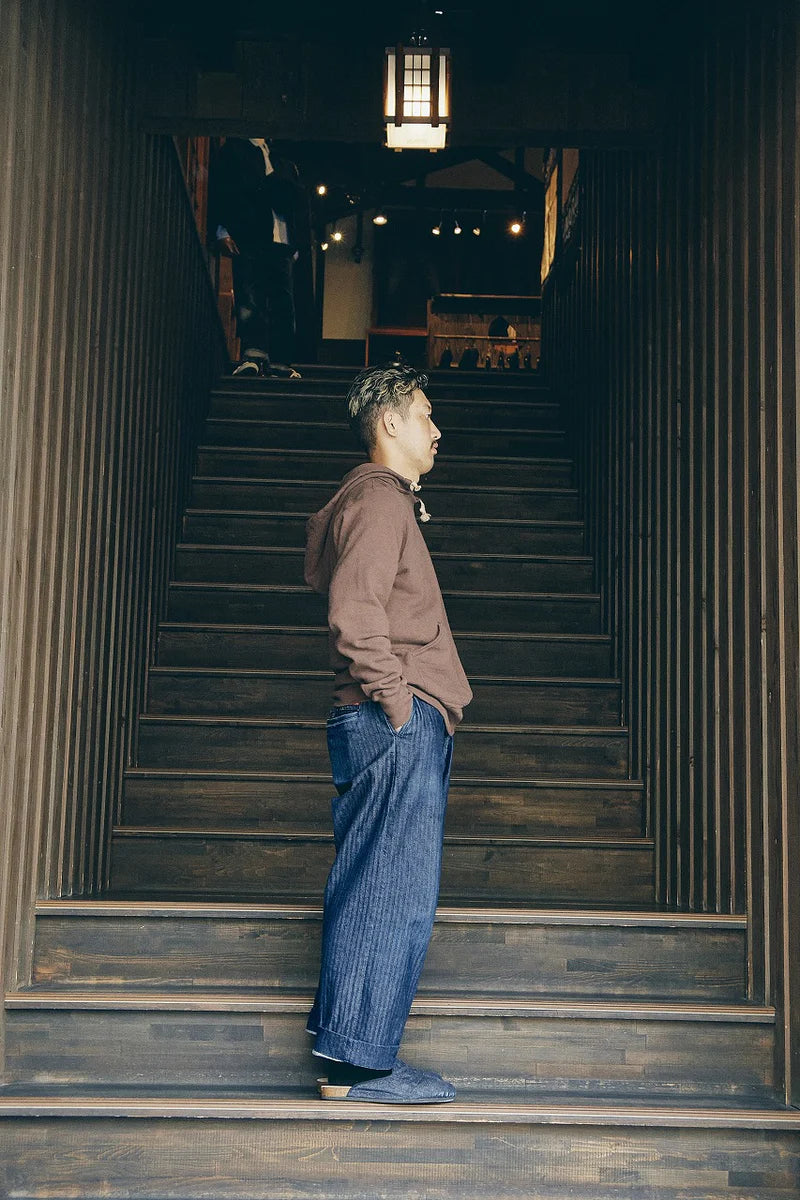 Japanese Organic Cotton Hoodie Handyed with Chestnut - Dark Kuri - Tempo