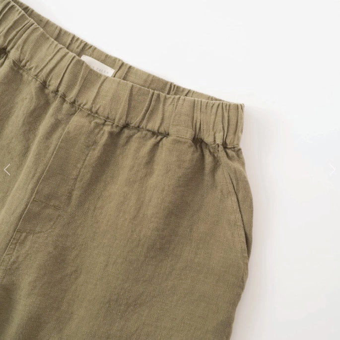 Linen Cumin Shorts - Khaki