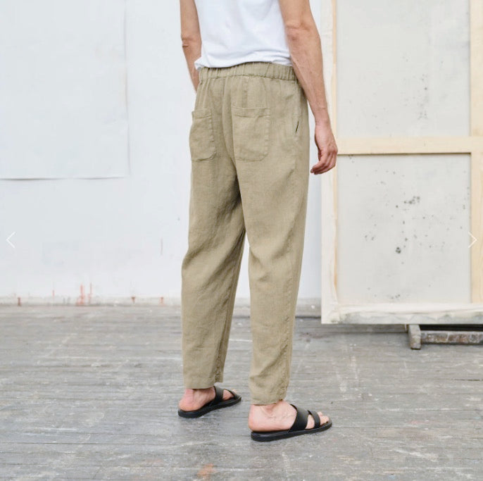 Linen Acorn Trousers - Khaki