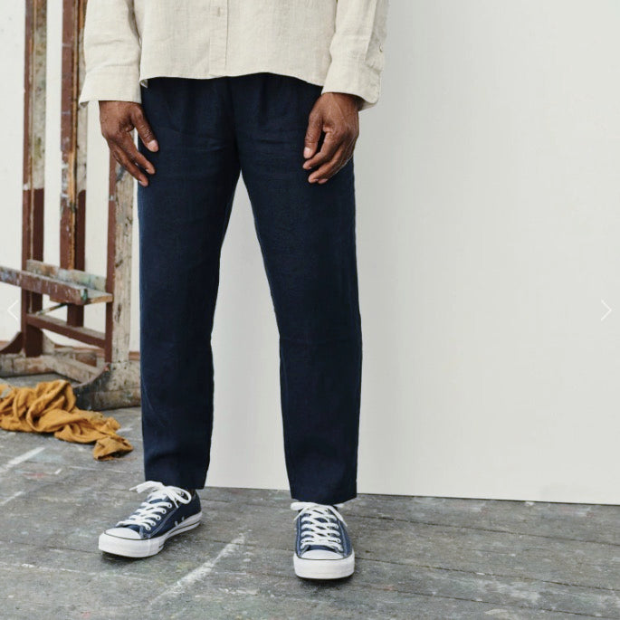 Linen Acorn Trousers - Bilberry Blue - Tempo