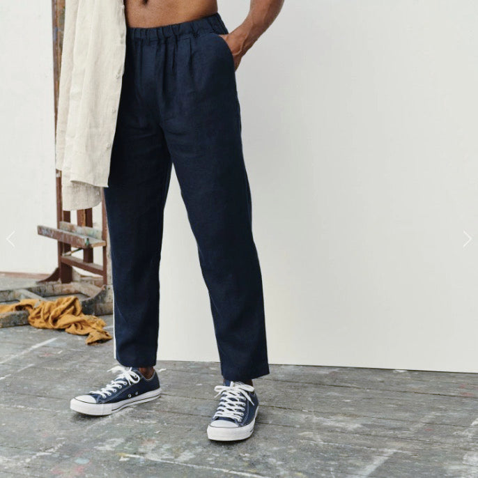 Linen Acorn Trousers - Bilberry Blue - Tempo