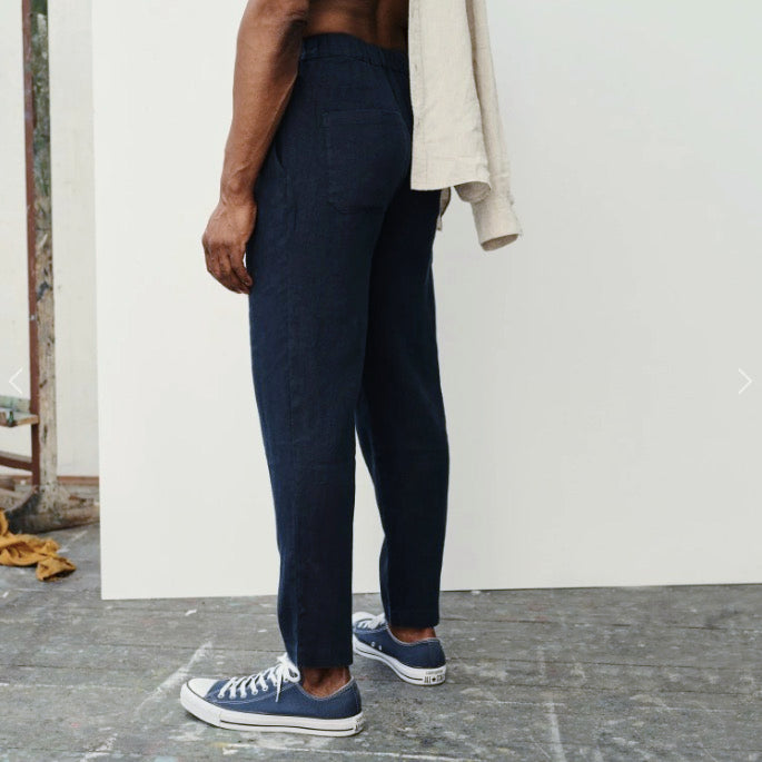 Linen Acorn Trousers - Bilberry Blue - Tempo