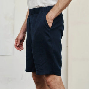 Linen Cumin Shorts - Bilberry Blue