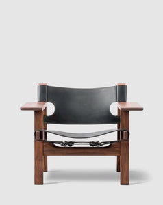 The Spanish Chair | Black Leather, Oiled Walnut