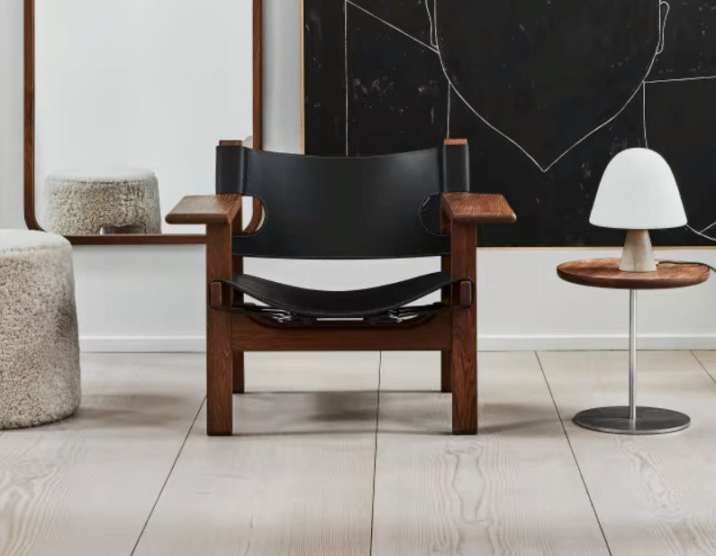 The Spanish Chair | Black Leather, Oiled Smoked Oak