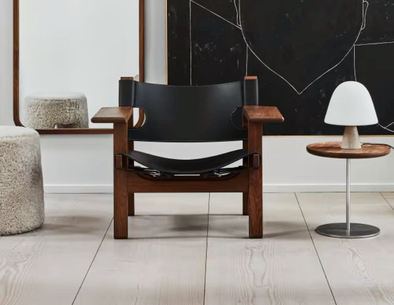 The Spanish Chair | Black Leather, Oiled Smoked Oak - Tempo