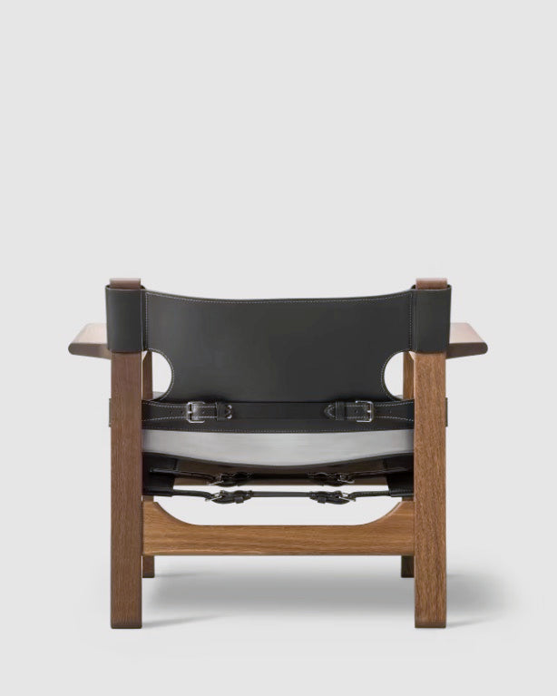 The Spanish Chair | Black Leather, Oiled Smoked Oak - Tempo