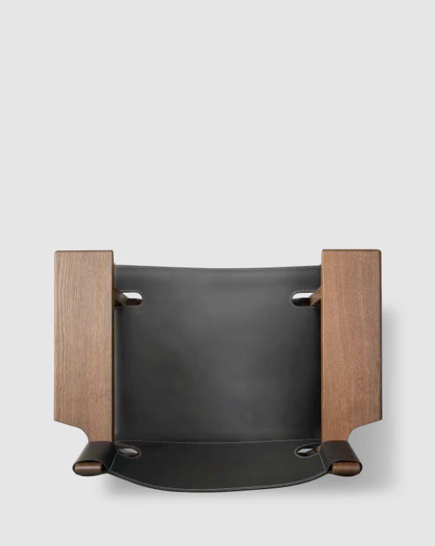 The Spanish Chair | Black Leather, Oiled Smoked Oak - Tempo