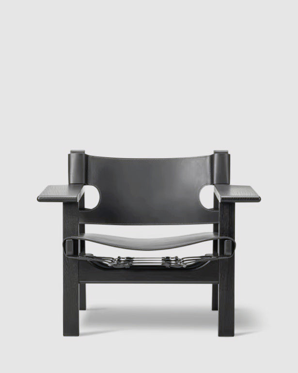 The Spanish Chair | Black Leather, Black Lacquered Oak - Tempo