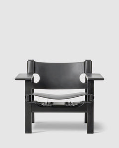 The Spanish Chair | Black Leather, Black Lacquered Oak