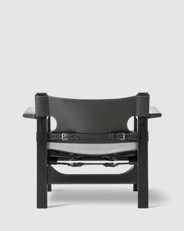 The Spanish Chair | Black Leather, Black Lacquered Oak - Tempo