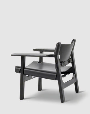 The Spanish Chair | Black Leather, Black Lacquered Oak