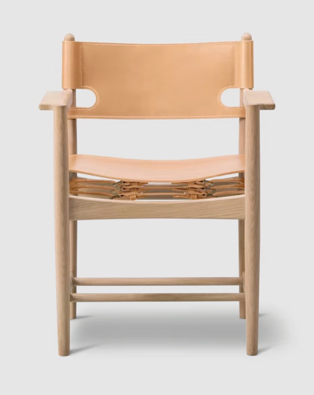 The Spanish Dining Armchair | Natural Leather, Soap Oak - Tempo