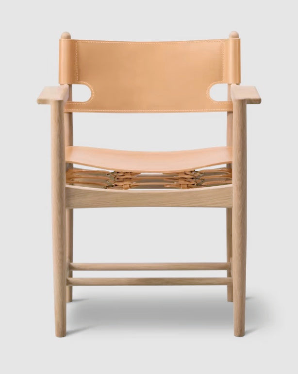 The Spanish Dining Armchair | Natural Leather, Soap Oak