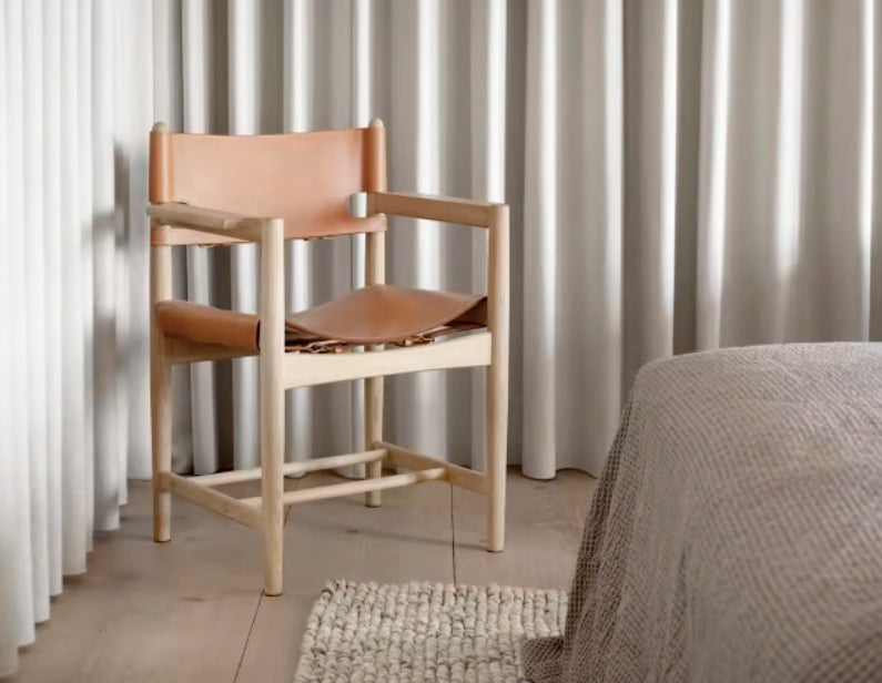 The Spanish Dining Armchair | Natural Leather, Soap Oak - Tempo