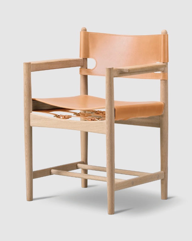 The Spanish Dining Armchair | Natural Leather, Soap Oak - Tempo