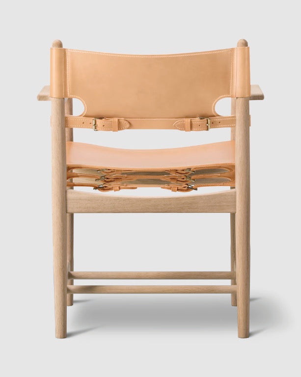 The Spanish Dining Armchair | Natural Leather, Soap Oak