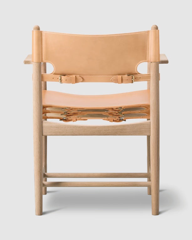 The Spanish Dining Armchair | Natural Leather, Soap Oak - Tempo