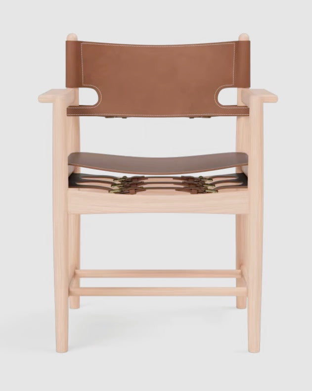 The Spanish Dining Armchair | Cognac Leather, Light Oil Oak - Tempo