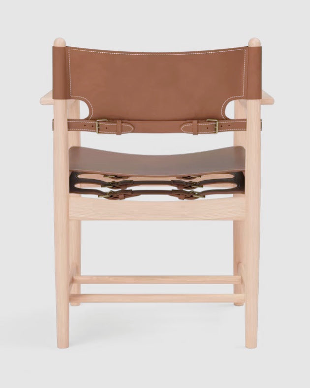The Spanish Dining Armchair | Cognac Leather, Light Oil Oak - Tempo