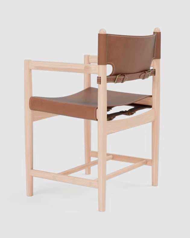 The Spanish Dining Armchair | Cognac Leather, Light Oil Oak - Tempo