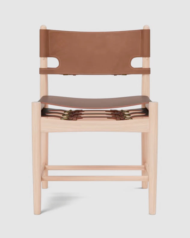 The Spanish Dining Chair | Cognac Leather, Light Oil Oak - Tempo