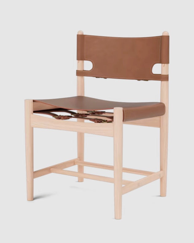 The Spanish Dining Chair | Cognac Leather, Light Oil Oak - Tempo