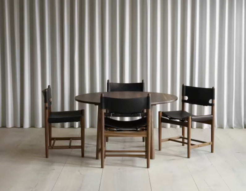 The Spanish Dining Chair | Black Leather, Smoked Oiled Oak - Tempo