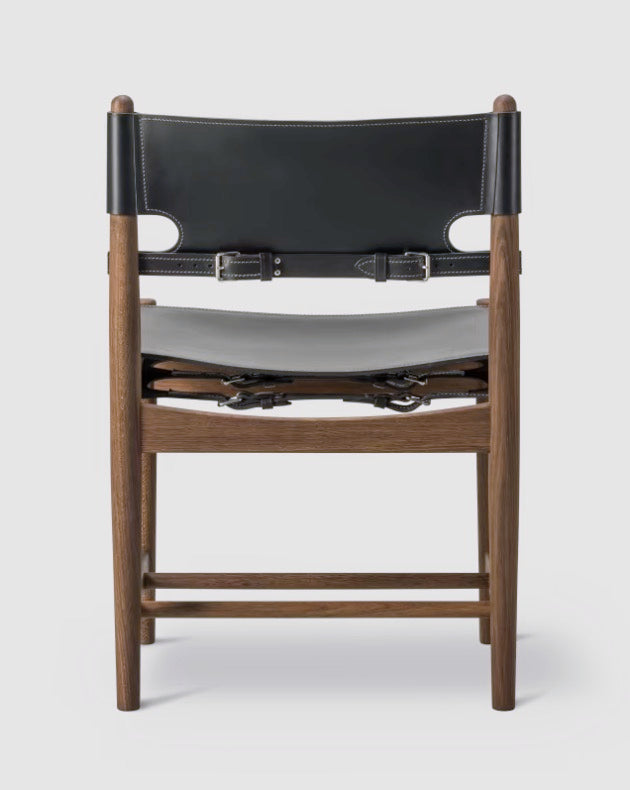 The Spanish Dining Chair | Black Leather, Smoked Oiled Oak - Tempo