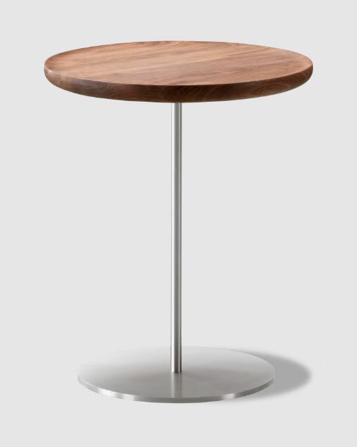 Pal Table Ø37,5 | Oak or Walnut | Brushed Stainless Steel or Black Lacquer
