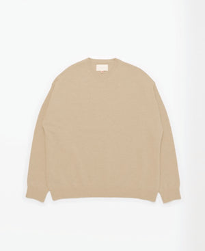 Super Fine Wool Crewneck Knit | Beige